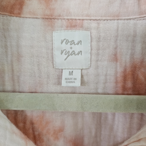 Cotton Tie-Dye Button-Down Shirt in Orange and Cream - Picture 2 of 6